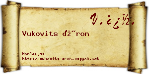 Vukovits Áron névjegykártya